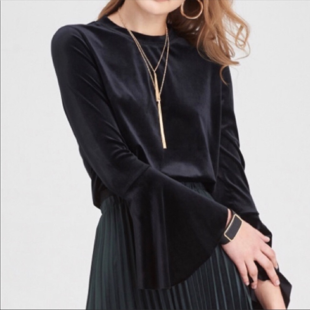 NWT Elliott Lauren Velvet Black Blouse